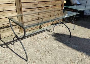 Stół 150x80 ogrodowy kute metalowe ze szkłem Dostępne 2 sztuki