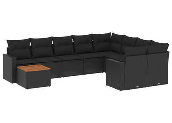 10-cz. zestaw wypoczynkowy do ogrodu poduszki czarny rattan PE WM-3224284