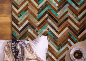 Skóra bydlęca dywan patchwork skórzany 80x150 cm zielony