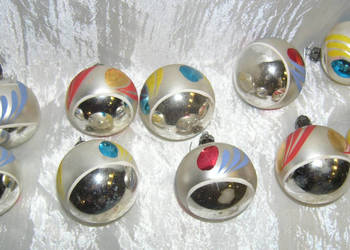 bombki vintage srebrne malowane szt 10_D