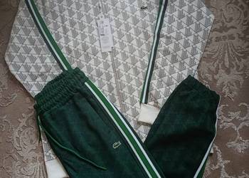 Komplet dresowy Lacoste Monogram - biało-zielony XXL regular fit