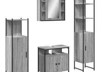 4-częściowy zestaw szafek łazienkowych szary dąb sonoma WM-3214768