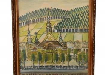 Nikifor Krynicki - Stary Kościół w Krynicy Zdrój - Obraz Akwarela Ołówek