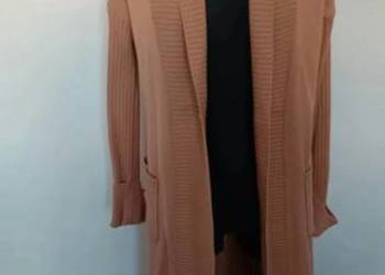 Kardigan brązowy sweter sweterek prążek jesień 2YK retro coguette luźny vin