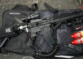Crosman DPMS sbr PCP + luneta ACOG + mocny zielony Laser full auto