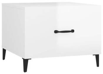 Stolik kawowy z metalowymi nóżkami biały połysk 50x50x40 cm WM-812738