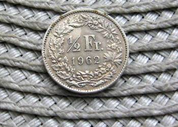 Szwajcaria 1/2 Franka 1962r - SREBRO