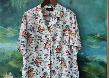 letnia koszula w kwiaty oversize przewiewna flower bawełniana zapinana na g