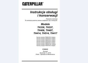 CATERPILLAR TH336 TH337 TH406 TH407 instrukcja DTR PL