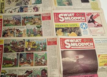 Swiat Młodych Madonna Jarocin Presley i inni  komiksy ,zestaw gazet dla