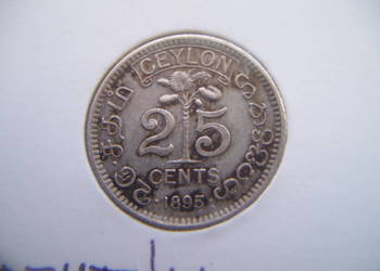 Stare monety 25 cent 1895 Cejlon srebro