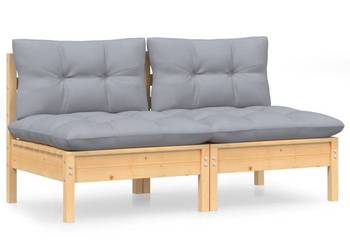 vidaXL 2-osobowa sofa ogrodowa z szarymi poduszkami(SKU:3095991)