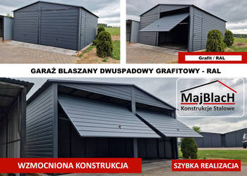 Ładny Garaż Blaszany Grafit 6x6  | Blaszak | Montaż Gratis – Maj-Blach