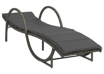 Leżak z poduszką szary 60x199x42 cm polirattan WM-368259