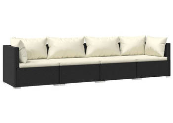4-cz. zestaw wypoczynkowy do ogrodu poduszki rattan PE czarny WM-3101423