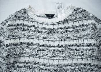F&F sweter Włochaty szenilowy Czarno Biały NOWY 40 38