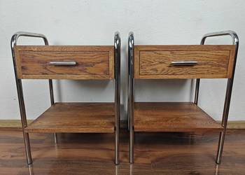 Szafka nocna Szafki nocne lity dąb chrom brąz Bauhaus Art Deco