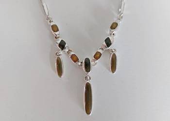 naszyjnik z bursztynami, łańcuszek, wisiorek, długość 38 cm, regulowany