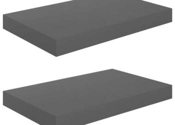 Półki ścienne 2 szt. szare wysoki połysk 40x23x38 cm MDF WM-323785