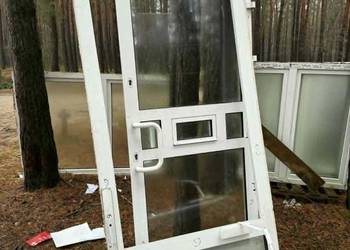 Drzwi z oknem przeciwwłamaniowe hart. szyby, aluminiowe 100x212cm