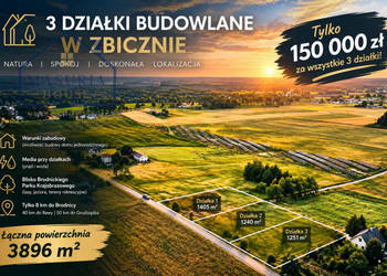 3 działki budowlane w Zbicznie – tylko 150 000 zł