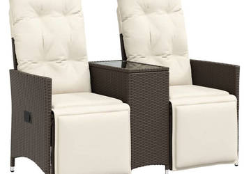 Rozkładana sofa ogrodowa ze stolikiem 2-os. brąz rattan PE WM-365716