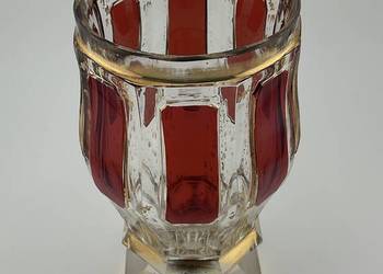 Antyczny kielich Biedermeier Egermann Moser kryształ rubin złoto XIX w
