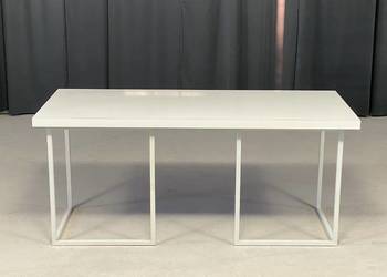 Biurko nowoczesne białe 180×80 cm, metalowa podstawa