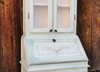 Sekretarzyk miętowy odnowiony z nadstawką biurko toaletka