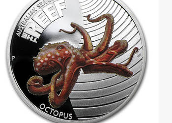 Ośmiornica - Srebrna moneta kolekcjonerska z serii „ Sea Life II – The Reef