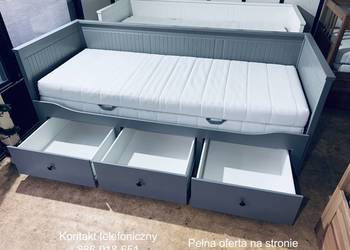 IKEA HEMNES Łóżko Leżanka z 3 szufladami, 2 materace IKEA ,szare Transport