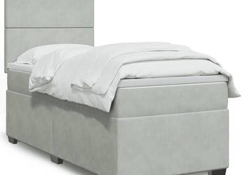 Łóżko kontynentalne z materacem jasnoszare aksamit 100x200cm WM-3290828