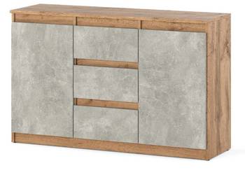 Komoda Do Sypialni 3 Szuflady Nowoczesna Szafka Agnes 120cm Wotan Beton