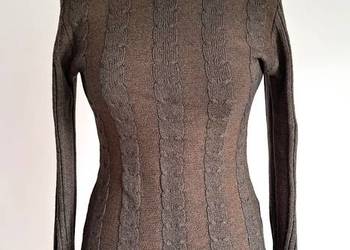 Zielony sweterek z futerkiem vintage retro r. S 36