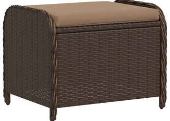 Stołek ogrodowy z poduszką brązowy 58x46x46 cm polirattan WM-365735