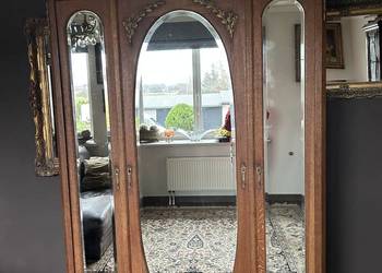 Stara francuska szafa lustra kryształowe frezowane