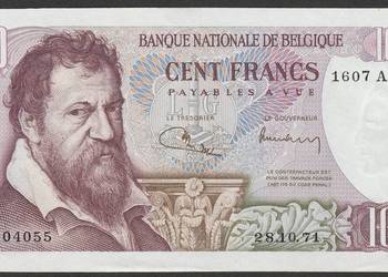BELGIA 100 FRANKÓW 1971 - STAN BANKOWY UNC -