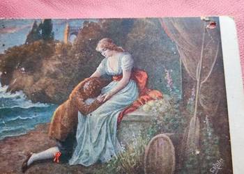 Pocztówka "Przebacz" scenka dworska 1920r.