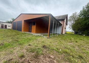 Garaż Blaszany 12x6 Drewnopodobny hala wiata orzech konstrukcja profil