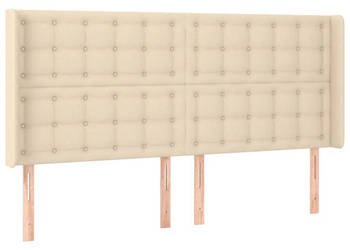 Zagłówek do łóżka z LED kremowy 203x16x118/128 cm tkanina WM-3124509