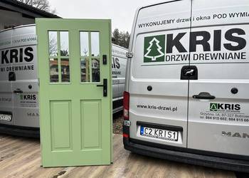 Drzwi WEJŚCIOWEzewnętrzne drewniane ZIELONE 6021 CAŁA POLSKA