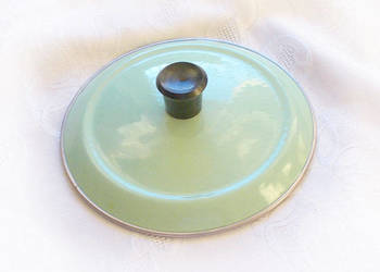 prl pokrywka 15,5, miętowa porywka do garnka prl pokrywki do garnków vintag