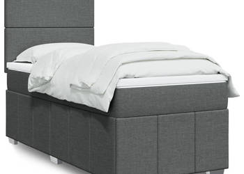 Łóżko kontynentalne z materacem ciemnoszara tkanina 80x200 cm WM-3291489