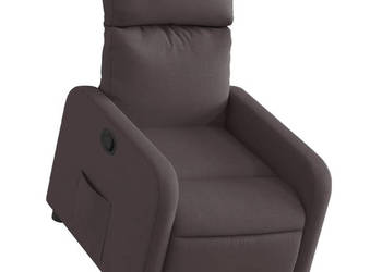 Podnoszony fotel rozkładany ciemnobrązowy obity tkaniną WM-3206704