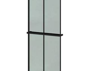 Ścianka prysznicowa z półką, czarna, 80x195 cm, ESG i aluminium(3185453)