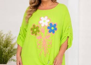 Stylowa Bluzka Damska KWIATY biust-136CM 4-5XL