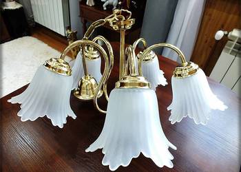 Lampa wisząca sufitowa Złoty żyrandol 5 ramienny