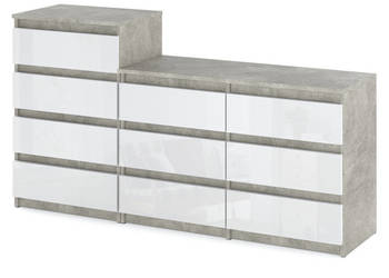 Komoda 10 Szuflad Szafka Nowoczesna Stolik Rtv 160cm Beton Biały Połysk