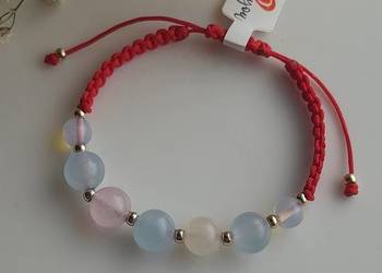 Bransoletka Szczęścia Kamienie naturalne Chalcedon Czerwony Sznurek