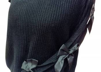 sweter oversize z kokardkami na rękawach biust 114 cm